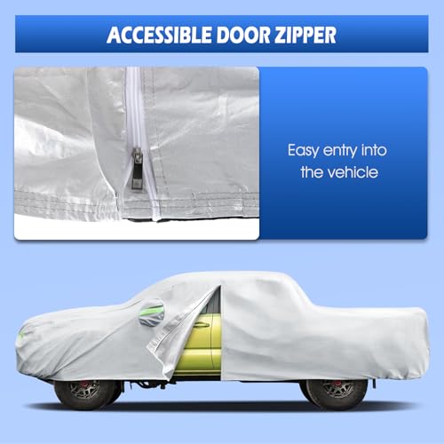 Image of Car Cover Custom Fit for Toyota Tacoma 2005-2026, Migaven Waterproof Full Exterior Cover Sun Rain Protection with Door Zipper and Cotton Lining