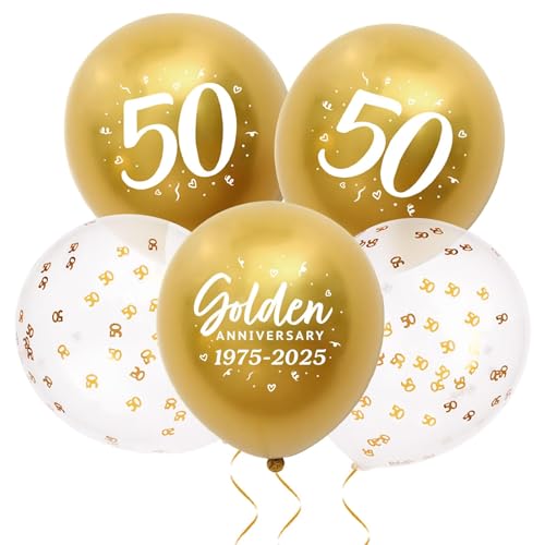 24pcs 50th Anniversary Decorations Balloons Gold 50th Wedding Anniversary Balloons 1975-2025