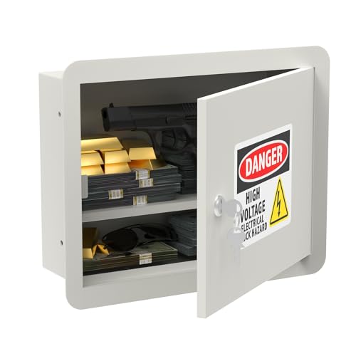 MIYOLU Hidden Wall Safe, In Wall Safe with Disguised Electrical Panel Door, Concealed Wall Safe Between Studs with Key Lock & Removable Shelf for Cash, Jewelry, Documents and Valuables