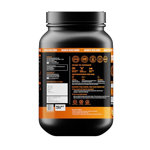 Image of BeastLife High Protein Mass /Weight Gainer | 1 KG | Belgian Chocolate | NABL LAB Tested | For Muscle Gain & Fast Growth | Cereal-Based Formula, No Maltodextrin | India's #1 Cereal Based Bulk Gainer