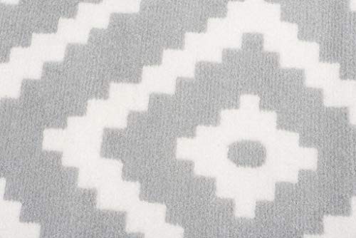 TAPISO Laila Teppich Modern Kurzflor Grau Weiß Geometrisch Marokkanisch Karo Design Wohnzimmer Schlafzimmer 80 x 150 cm – Bild 4