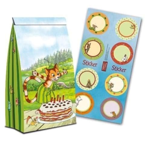 Partystrolche 8 Partytüten * PETTERSSON UND FINDUS * aus Papier für Party und Geburtstag // Geschenktüten Mitgebsel Tüten Geburtstagstüten Peterson Petterson Petersson