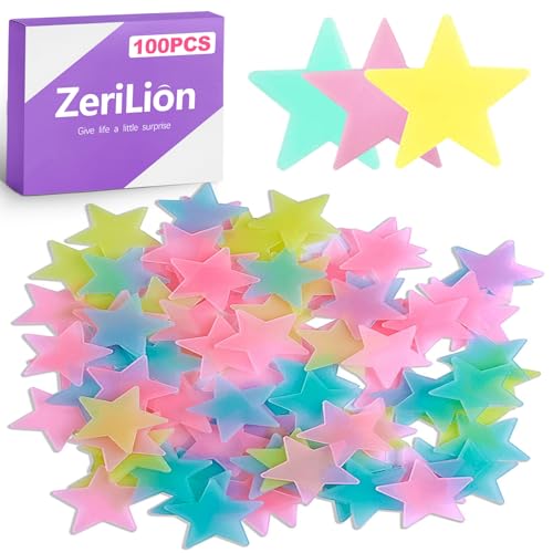 100 adhesivos fluorescentes en forma de estrellas miniatura 1