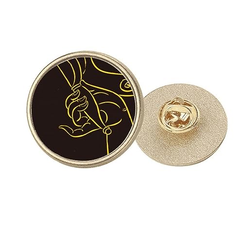 Broche ronde métal doré motif main de culture bijou vêtement M