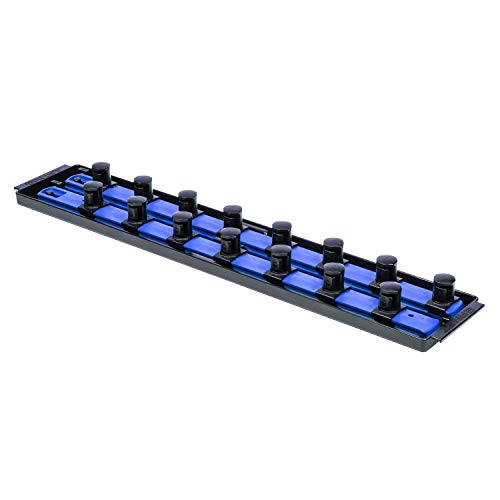 Ernst Manufacturing 19-Inch Socket Boss 2-Rail 3/4-Inch-Drive Socket Organizer, Blue (8459), 3/4"