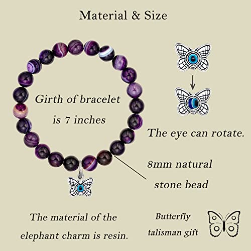 Liny Luck Protection Bracelet For Women Animal Charm Bracelet Elephant Turtle Butterfly Owl Bracelet Birthday Gifts For Girls Boys (Butterfly Bracelet Purple) #TOP2
