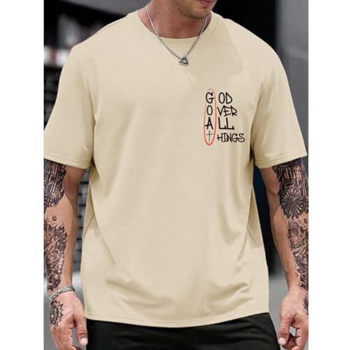 Christian God Over All Things Shirt for Men Jesus Religious Shirts Faith Bible Verse Tshirt Cross Graphic Tee Top3