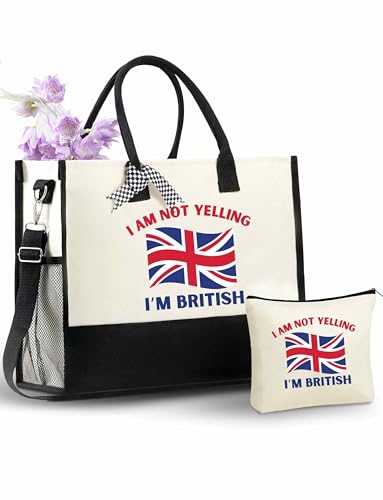 InnoBeta England Gifts Tote Bag with Zipper & Shoulder Strap