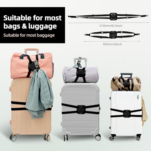 Image of Luggage Straps for Suitcases,Luggage Straps Bag Bungees,Adjustable TSA-Approved - High Elastic Suitcase Belt for Securing Carry-On(1 Pack Black)