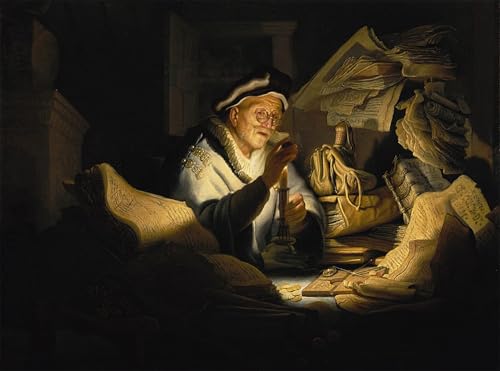 Toile Rembrandt la parabole du fou riche pour une déco de salon élégante