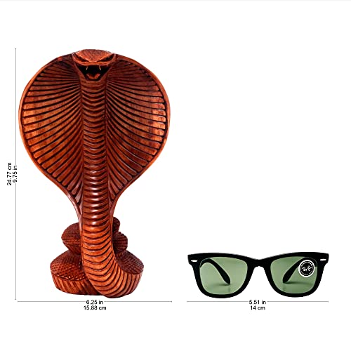 Estatua serpiente cobra de madera tallada 9.75 in miniatura 5