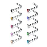 Tamaño: 10PCS Anillo de la nariz: 20g (0.8 mm), Longitud del pasador: 9 mm, CZ Tamaño: 1.8 mm.
