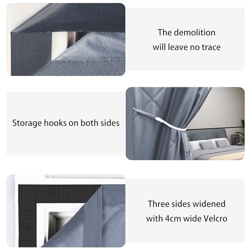 Cortina aislante magnética gris de 79x186 cm para puerta corredera 6
