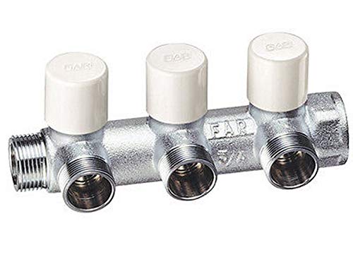 3878 104 MULTIFAR Colector de cobre M-F de 1"y 4 vías con cerraduras de equilibrio FAR