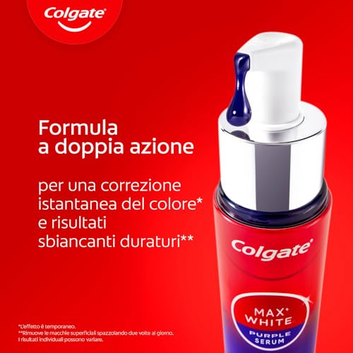 Colgate Max White Purple Serum 40ml, Booster Sbiancante Denti istantaneo, Sbianca istantaneamente, Formula a doppia azione per denti bianchi, tecnologia correzione immediata del colore - Immagine 3