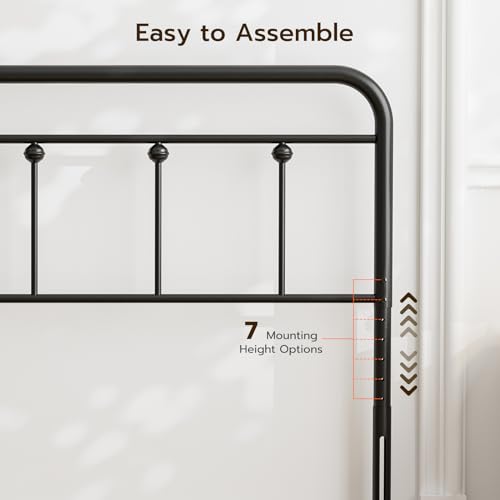 Kzngk Black Metal King Size Headboard, Height Adjustable thumb #4