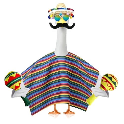 NovousGoo 8PC Cinco De Mayo Porch Goose OutfitsLawn Goose Clothing Costume for Cinco De Mayo for 23 High Cement or Plastic Front Porch Goose for Cinco De Mayo Outdoor Garden Yard Patio Statue Decor