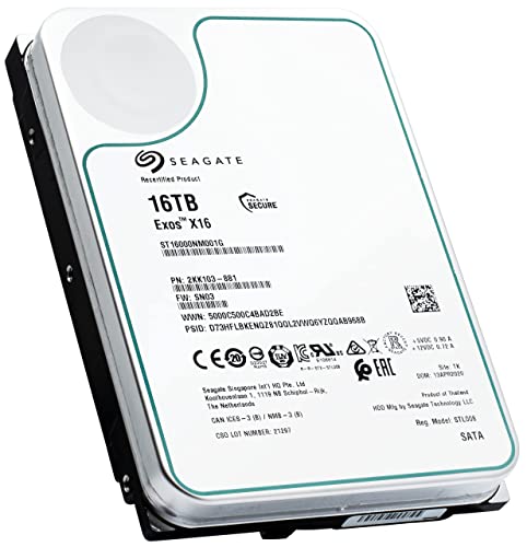 Seagate 16Tb Hdd Exos X16 7200 Rpm 512E/4Kn Sata 6Gb/S 256Mb Cache 3.5-Inch Enterprise Hard Drive (St16000Nm001G) (Renewed) #TOP7