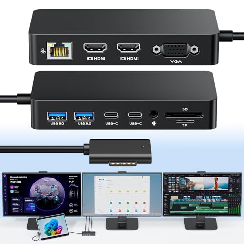 Microsoft Surface Dock avec Adaptateur Secteur – Station d’Accueil Surface Pro 12 en 1 avec Trois écrans (2HDMI + VGA) pour Microsoft Surface Pro...