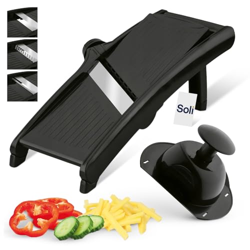 Soli Modern Multifunctional Kitchen Shredder Vegetable Cutter with Stainless Steel Sharp Blades Anti-Slip Base Anti-Rust Durable Design for Easy Slicing Shredding and Cutting Vegetables