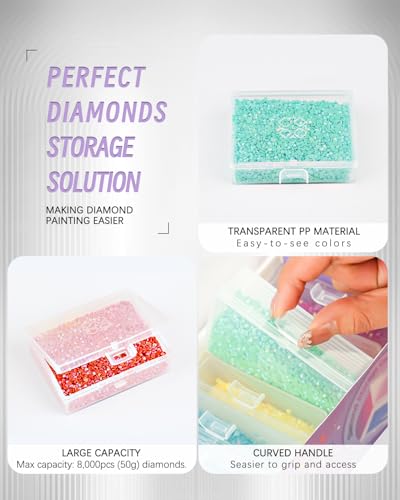 Image of forever young 8PCS Diamond Painting Storage Containers Trays | 2-in-1 design keeps diamond art beads organized. Provides bead storage and line-up, with a box package for a tidy workspace.