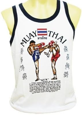 Muay Thai Men's Sport Running Vest Singlet Tank Tops T-Shirts Size M 100% Cotton