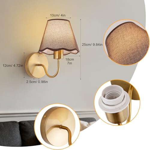 Image of ADISUN Battery Operated Wall Sconce Set of 2, Gold Wall Lamps Rechargeable Bulbs for Living Room, Brown Rattan Shade, Wireless Wall Lights for Bedroom Living Room Hallway Kitchen(2 Bulbs Included)