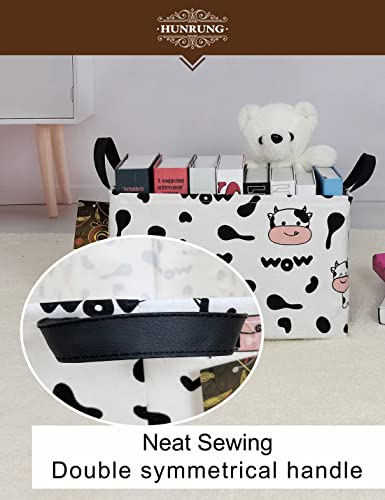 Hunrung Rectangle Storage Basket Cute Canvas Organizer Bin For Pet/Children Toys, Books, Clothes Perfect For Rooms/Playroom/Shelves Bedroom,Bathroom (Rec-Spotted Cow) #TOP3