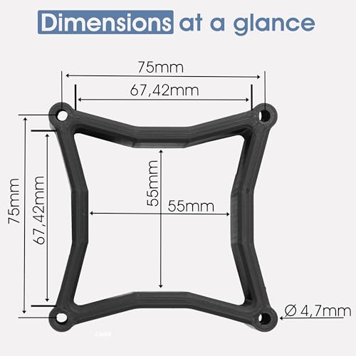 Image of 3IDEE Universal VESA Spacer - 30mm Distance - Monitor Mount Adapter 75x75 mm - Compatible with Many Monitors (Samsung Odyssey G5 Monitor & More) (75x75mm)