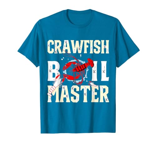 Crawfish Boil Master Cajun Seafood Festival Retro Cooking T-Shirt, Men, Sapphire Blue, Large