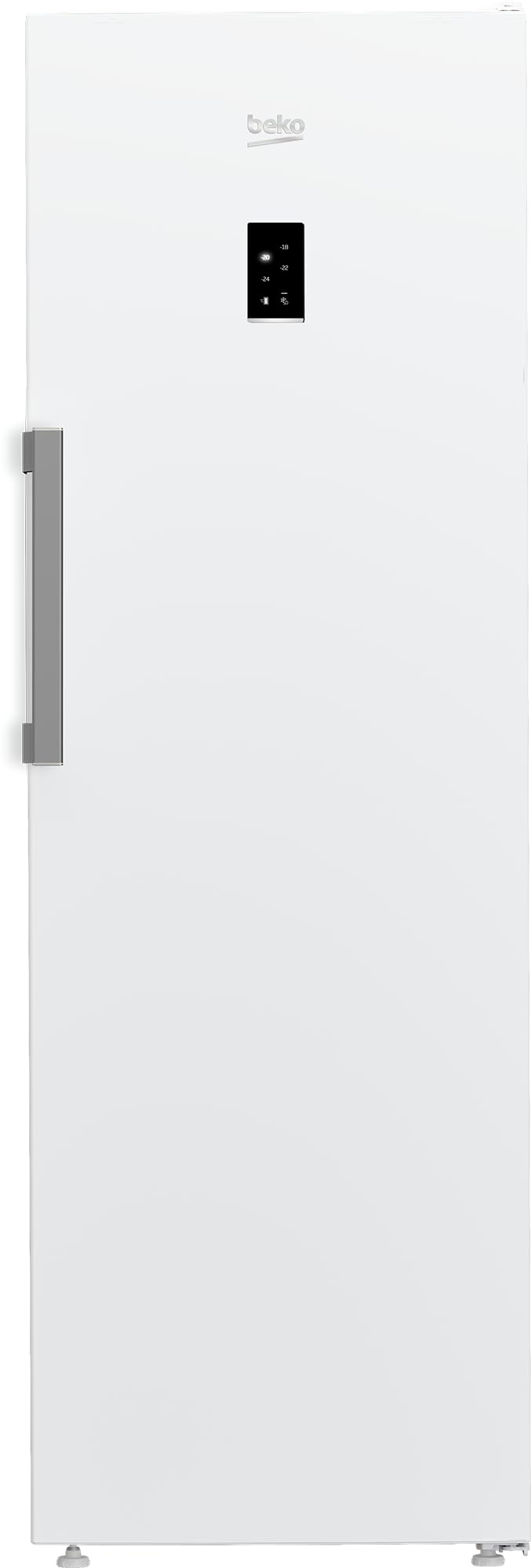 Beko B7RFNE316W Gefrierschrank, 286 l Nettovolumen, No Frost, Schnellgefrierfunktion, Multifunktionsdisplay, 5 Gefrierschubladen + 3 Fächer, 34 dB (A), in unbeheizten Räumen nutzbar, Weiß