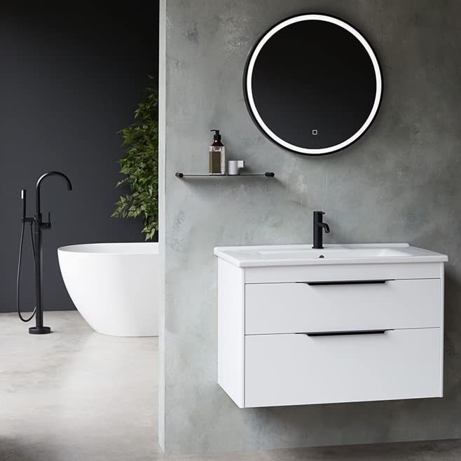 Image of Aquieen Free Standing Floor Mounted Bath Tub Filler with provision for Hot & Cold Water (Matte Black)