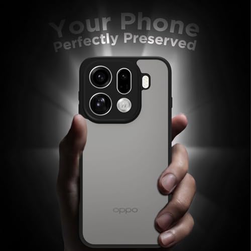 Image of RIGGEAR Shockproof Sleek Hybrid Armor Back Cover Case for Oppo Find X9 Pro 5G (Smoke Black Matte PC + Black TPU Bumper)