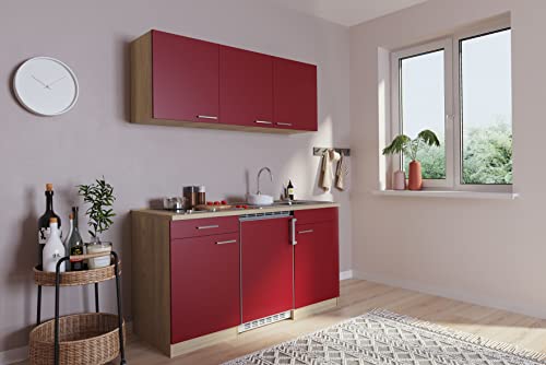 Respekta Küchenzeile Luis KB150ESRC Rot 150 cm Breite mit Elektrogeräten