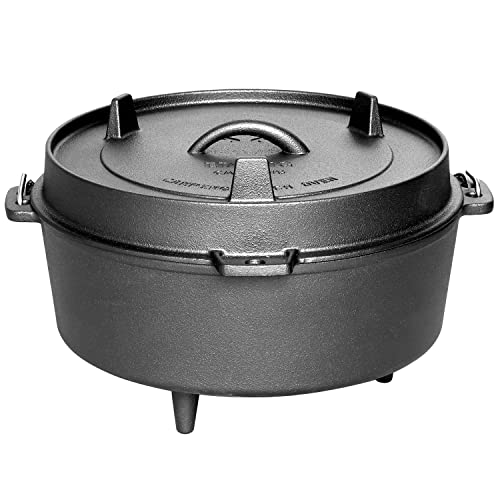 Edging Casting Pre-Seasoned Cast Iron Dutch Oven Outdoor Deep Camp 4.5Quart, Cast Iron Pot With Lid, Camping Cookware &Leg Base #TOP2