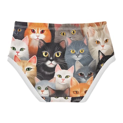 Cute Colorful Cat Toddler Cotton Underwear, Underwear Girls, 2T–8 Years2