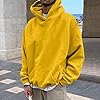 Men's Winter Casual Loose Solid Hooded Sweater Top Black Hoodie Men, yellow, 3XL #2