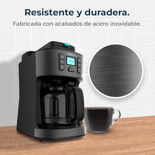 Cecotec Cafeteras de Goteo Coffee 66 Grind & Drop. 1086 W, Molinillo de Cuchillas, Hasta 12 Tazas, Tecnología Extremearoma, Cafetera de Goteo Digital, En Acero Inoxidable, Apagado Automático - imagen 6