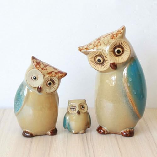 Figurines hibou en céramique pour étagère salon et meuble TV chic - 6