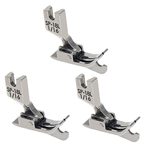 Othmro ミシン押え 押え足 縫製機押え足 SP-18L 1/16インチ押え足(2mm) 鋼製 シルバー 押え 補正 工業用 家庭用ミシン 裁縫用 縫製工芸品 軽量 多機能 ミシン汎用 押さえ交換 調整可能 耐久性 3個入り