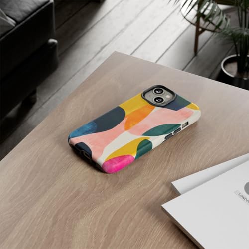 Coque iPhone 14 motif abstrait rigide mate bleue