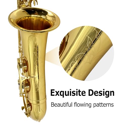 Image of Tenor Saxophone B Flat Tenor Sax Bb Tenor Saxophone for Beginners Students with Mouthpiece Reeds Cleaning Cloth Carrying Case