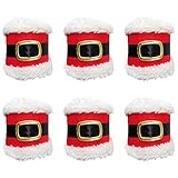Warmstor 6 Pieces Santa Claus Belts Christmas Napkin Rings Holders,Creative Party Dinner Table Decoration