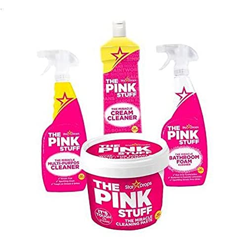 Stardrops - The Pink Stuff - Ultimate Bundle - The Miracle Cleaning Paste, Multi-Purpose Spray, Cream Cleaner, Bathroom Spray (1 Cleaning Paste, 1 Multi-Purpose Spray, 1 Cream Cleaner, 1 Bathroom Foam Cleaner)