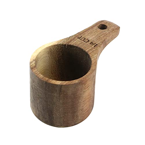 Vaso medidor de madera 1/4 taza miniatura 1