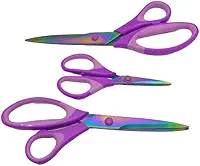 Kit com 3 Tesouras de Titânio para Artesanato, Corte Preciso e Duradouro, Lâminas Resistentes, Ideal para Trabalhos Manuais, Papelaria e Costura Básica