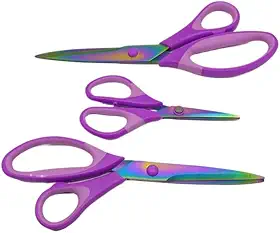 Kit com 3 Tesouras de Titânio para Artesanato, Corte Preciso e Duradouro, Lâminas Resistentes, Ideal para Trabalhos Manuais, Papelaria e Costura Básica