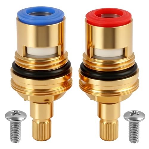 2 Stück Keramik Ventiloberteil, Wasserhahn Ventiloberteil 1/2 Zoll 20 Zähne, Wasserhahn Ventil, Ersatzventile für Wasserhähne, Warm und Kaltwasser Armaturen für Küche Bad Waschtisch Mischbatterie