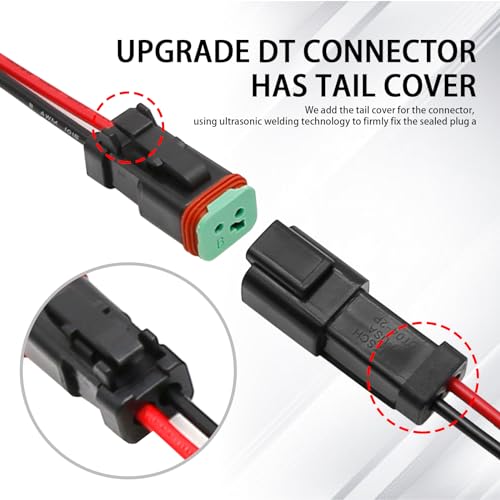 2 Pin DT Connector 3 Kits, 14 AWG Male Female Wire Connectors, Waterproof Automotive Electrical Connector Kit with 12pcs Butt Connector, Deutsch Pigtail/Wiring Harness UL 1015 Wire for Car Truck Boat - Thumbnail 3
