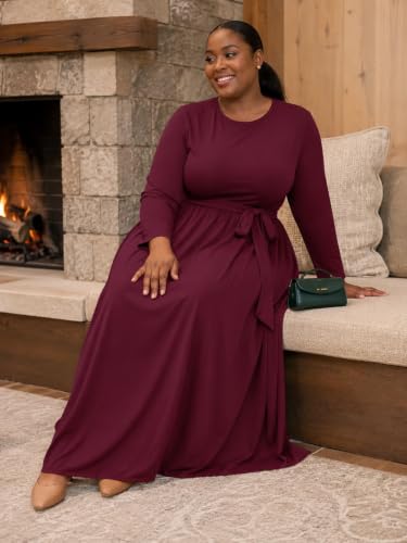 Image of PinkPatty Women's Plus Size V Neck 3 /4 Sleeve Boho Maxi Dress with Pockets